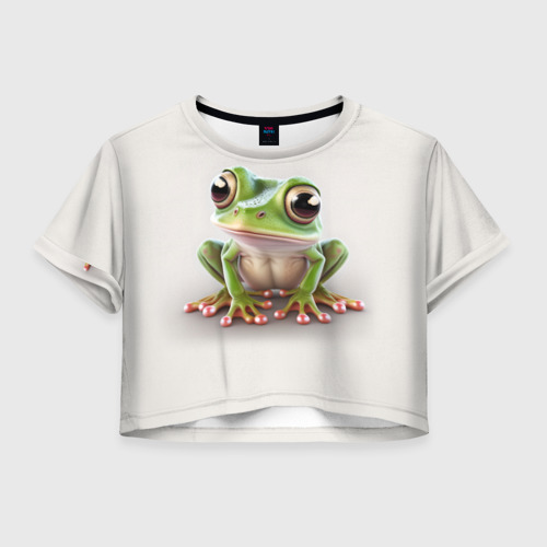 Женская футболка Crop-top 3D Симпатичная лягушка, цвет 3D печать