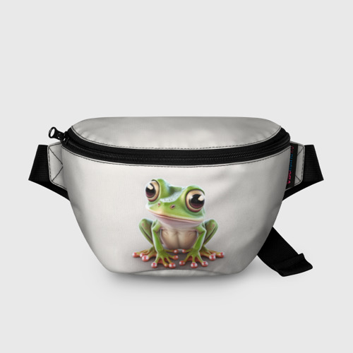 Поясная сумка 3D с принтом Симпатичная лягушка, вид спереди #2