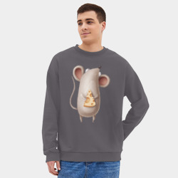 Мужской свитшот oversize без начеса хлопок Мышка  с сыром - фото 2