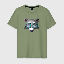 Хитрый енот в очках – Мужская футболка хлопок с принтом купить со скидкой в -20%