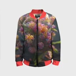 Детский бомбер 3D Букет из разноцветных цветов