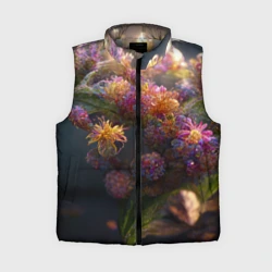 Женский жилет утепленный 3D Букет из разноцветных цветов