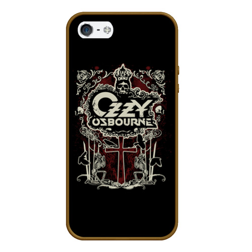 Чехол для iPhone 5/5S матовый Ozzy Osbourne logo, цвет коричневый