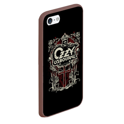 Чехол для iPhone 5/5S матовый Ozzy Osbourne logo, цвет коричневый - фото 3