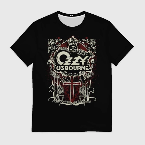 Мужская футболка 3D с принтом Ozzy Osbourne logo, вид спереди #2