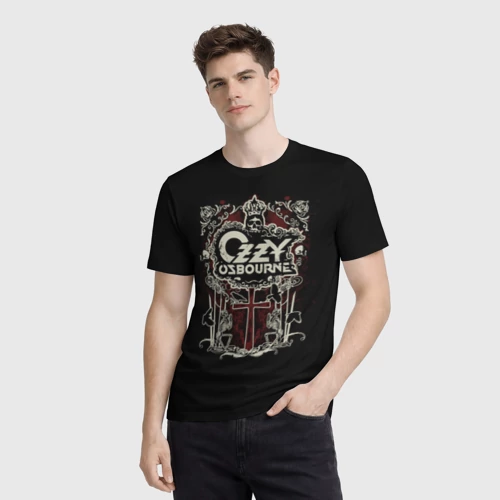 Мужская футболка 3D с принтом Ozzy Osbourne logo, фото на моделе #1