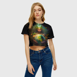 Женская футболка Crop-top 3D Мать-Земля - фото 2