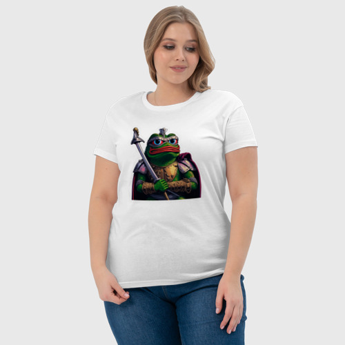 Женская футболка хлопок Лягушонок Пепе рыцарь - фото 6
