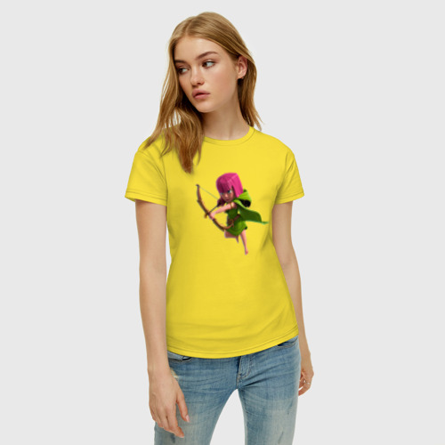 Женская футболка хлопок Clash of Clans лучница, цвет желтый - фото 3