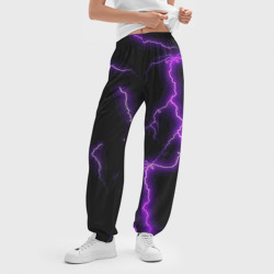 Женские джоггеры оверсайз 3D Фиолетовые молнии - фото 2