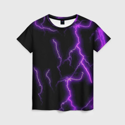 Женская футболка 3D Фиолетовые молнии