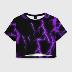 Женская футболка Crop-top 3D Фиолетовые молнии