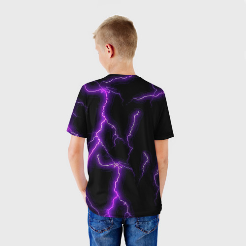 Детская футболка 3D Фиолетовые молнии, цвет 3D печать - фото 4