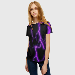 Женская футболка 3D Фиолетовые молнии - фото 2