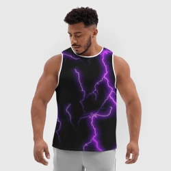 Мужская спортивная майка 3D Фиолетовые молнии - фото 2