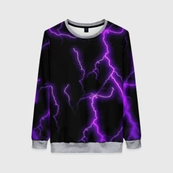 Женский свитшот 3D Фиолетовые молнии
