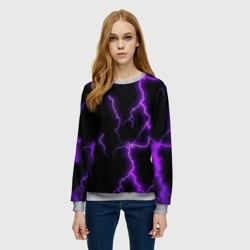 Женский свитшот 3D Фиолетовые молнии - фото 2