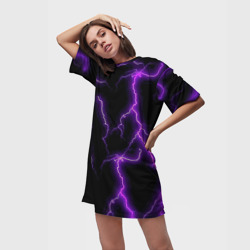 Платье-футболка 3D Фиолетовые молнии - фото 2