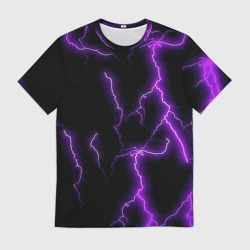 Мужская футболка 3D Фиолетовые молнии