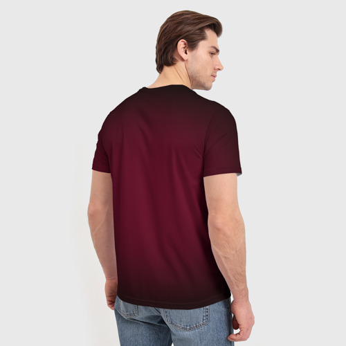 Мужская футболка 3D Марсала темная, градиент, цвет 3D печать - фото 4
