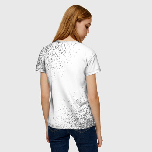 Женская футболка 3D с принтом Парикмахер за работой - на светлом фоне, вид сзади #2
