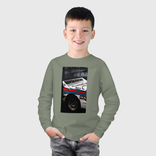Детский лонгслив хлопок с принтом Martini Racing, фото на моделе #1