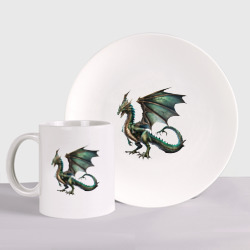 Набор: тарелка + кружка Хищный дракон