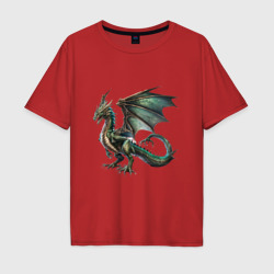 Мужская футболка хлопок Oversize Хищный дракон