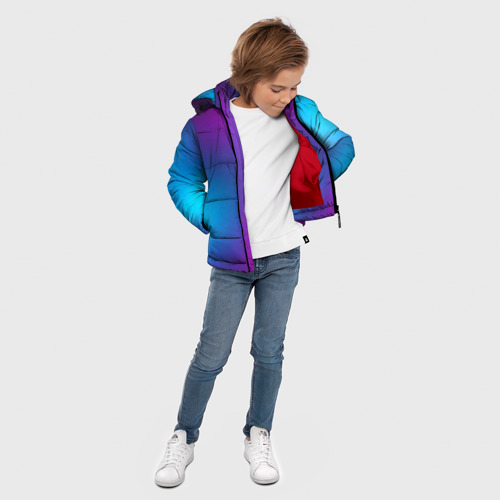 Зимняя куртка для мальчиков 3D с принтом Неоновый градиент, вид сбоку #3