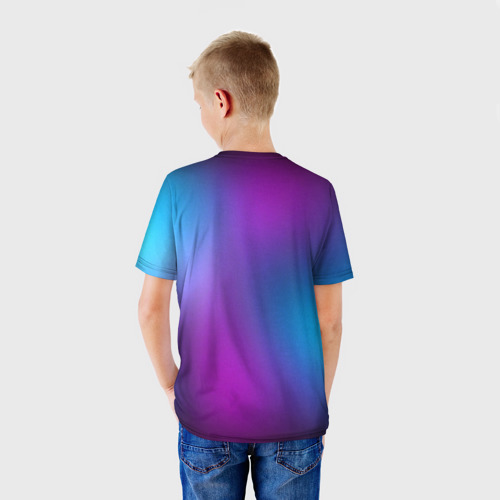 Детская футболка 3D с принтом НЕОНОВЫЙ ГРАДИЕНТ, вид сзади #2