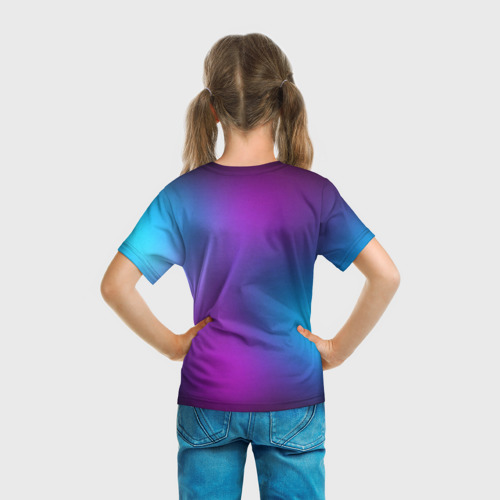 Детская футболка 3D с принтом НЕОНОВЫЙ ГРАДИЕНТ, вид сзади #2