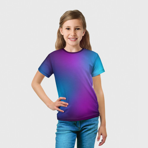 Детская футболка 3D с принтом НЕОНОВЫЙ ГРАДИЕНТ, вид сбоку #3