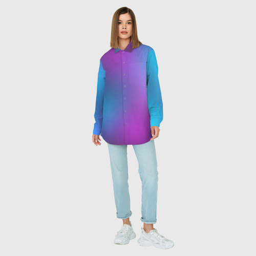 Женская рубашка oversize 3D с принтом Неоновый градиент, вид сбоку #3