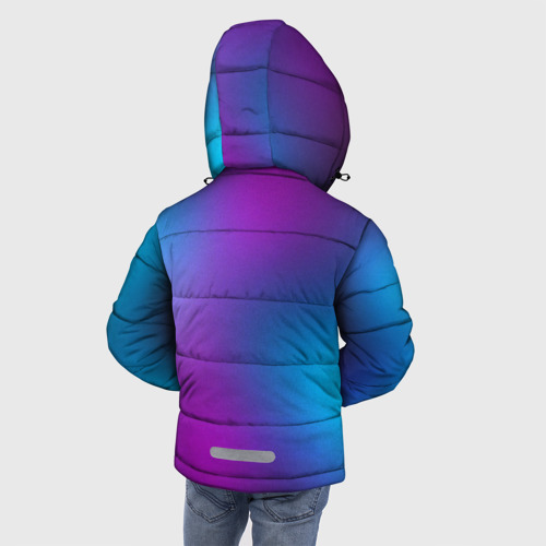 Зимняя куртка для мальчиков 3D с принтом Неоновый градиент, вид сзади #2