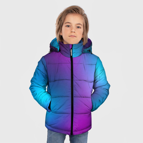 Зимняя куртка для мальчиков 3D с принтом Неоновый градиент, фото на моделе #1
