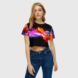 Женская футболка Crop-top 3D Битвы огней волны - фото 2