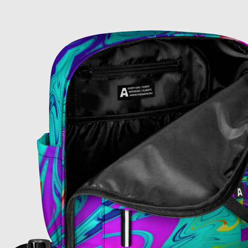 Женский рюкзак 3D с принтом Неоновые краски разводы, фото #5