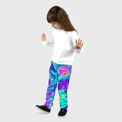 Детские брюки 3D с принтом Неоновые краски разводы, фото на моделе #1