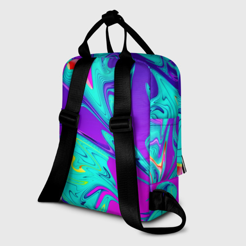 Женский рюкзак 3D с принтом Неоновые краски разводы, вид сзади #1