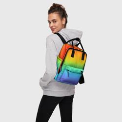 Рюкзак с принтом Я радуга для женщины, вид на модели спереди №3. Цвет основы: белый
