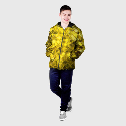 Мужская куртка 3D с принтом Золотые ромбы, фото на моделе #1
