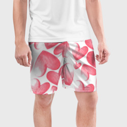 Мужские шорты спортивные Розовые акварельные сердца - паттерн - фото 2