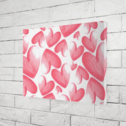 Холст прямоугольный Розовые акварельные сердца - паттерн - фото 2