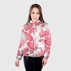 Женская куртка 3D Розовые акварельные сердца - паттерн - фото 2