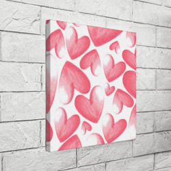 Холст квадратный Розовые акварельные сердца - паттерн - фото 2