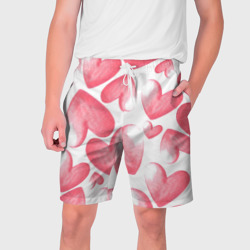 Мужские шорты 3D Розовые акварельные сердца - паттерн