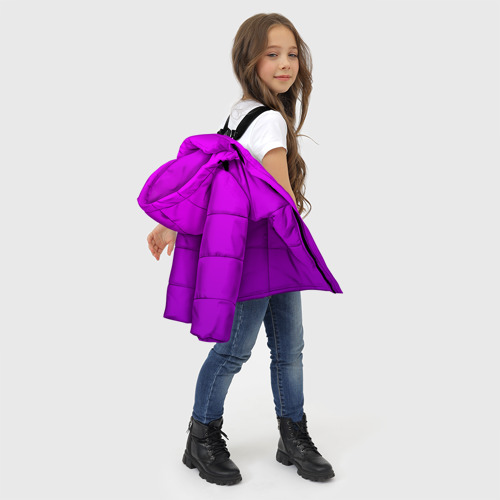 Зимняя куртка для девочек 3D Ярко-фиолетовый градиент, цвет черный - фото 6