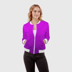 Женский бомбер 3D Ярко-фиолетовый градиент - фото 2