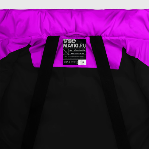 Зимняя куртка для девочек 3D Ярко-фиолетовый градиент, цвет черный - фото 7