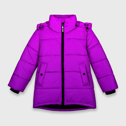 Зимняя куртка для девочек 3D Ярко-фиолетовый градиент, цвет черный